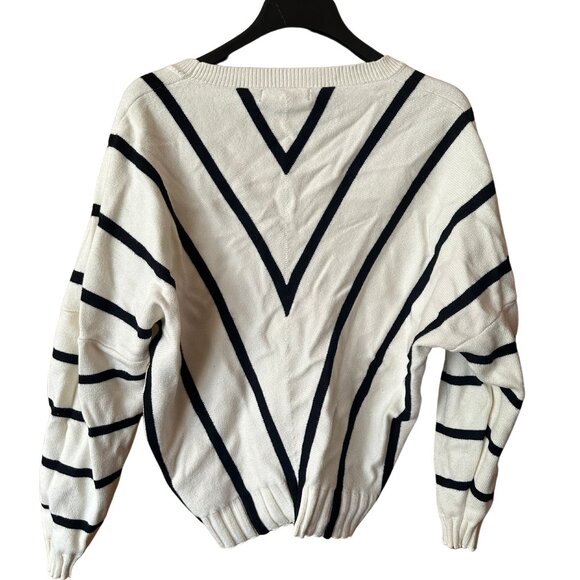 H&M V-Neck Black and White Striped Sweater - Picture 3 of 3